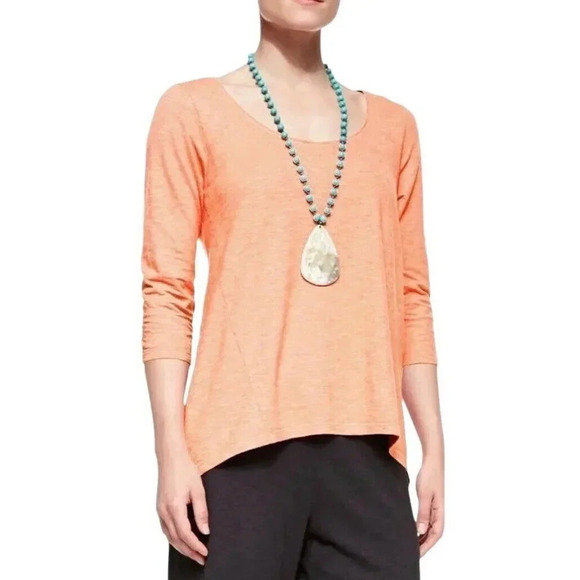 Eileen Fisher Tops - Eileen Fisher Scoop Neck Nectar Organic Cotton Hemp Twist Shirt Top Size S